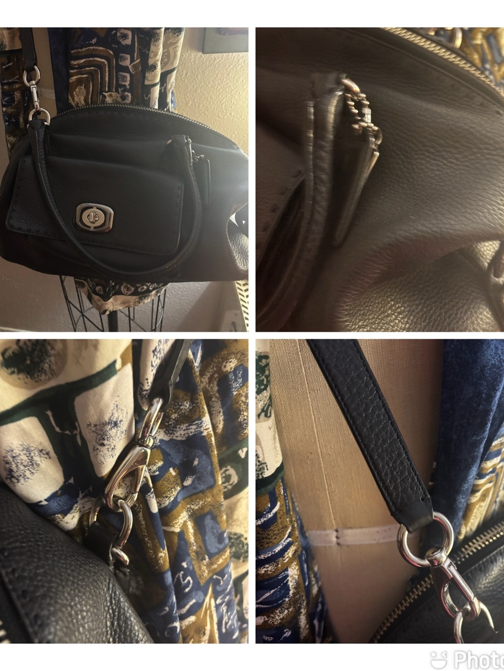 Coach Black Leather Shoulder Bag with Silver Hardware